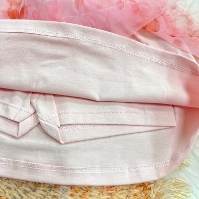 Conj. Blusa Coelhinha Bailarina e Short Saia em Tule - Rosa
